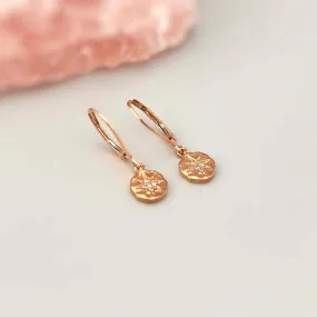 Crystal Compass Star Earrings dangle rose gold, silver, gold