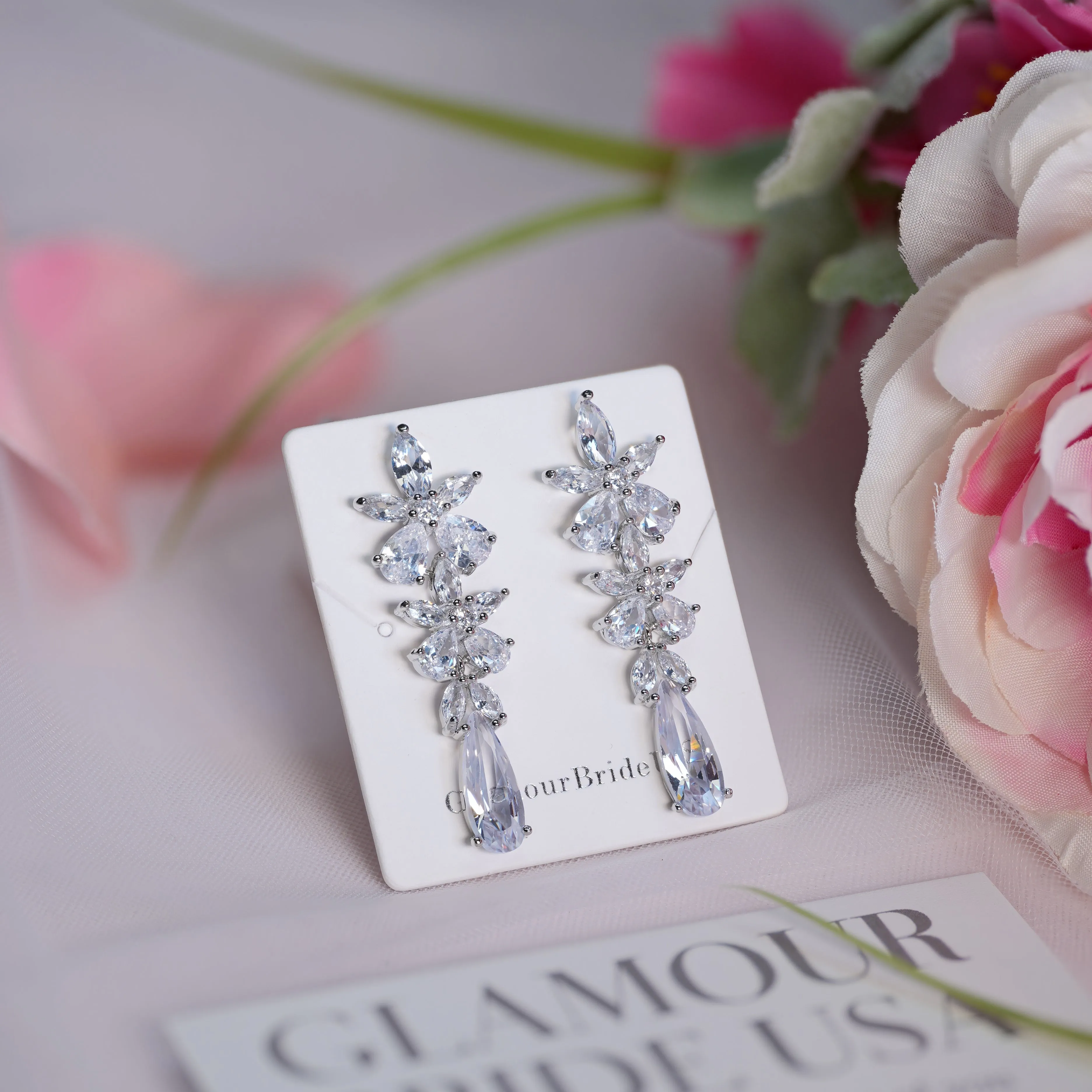 Crystal TearDrop Earrings - Monica