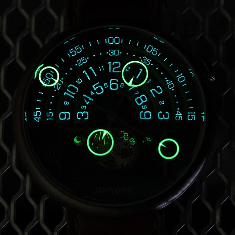 DECYPHER Man Watch Automatic Mechanical Wristwatches Luxury 46mm Stainless Steel Luminous Moon Phase Waterproof Watches Fashion
