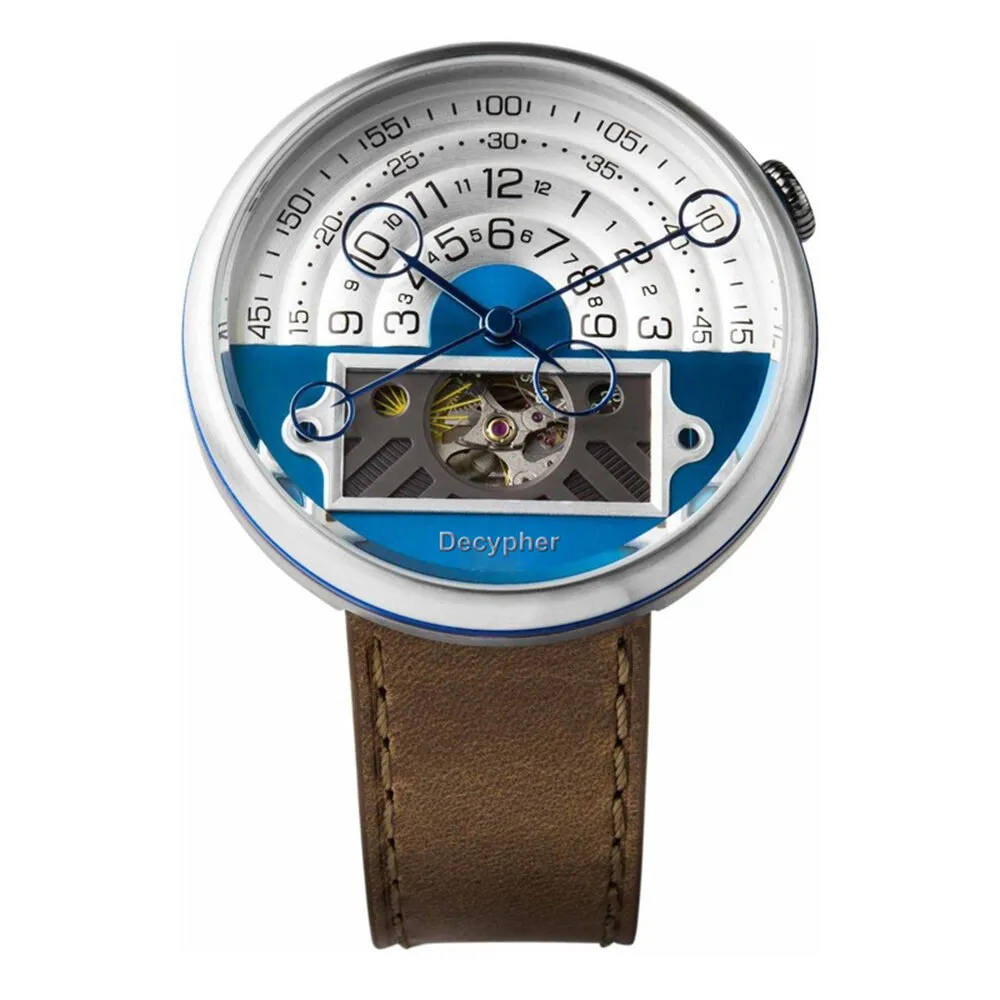 DECYPHER Man Watch Automatic Mechanical Wristwatches Luxury 46mm Stainless Steel Luminous Moon Phase Waterproof Watches Fashion