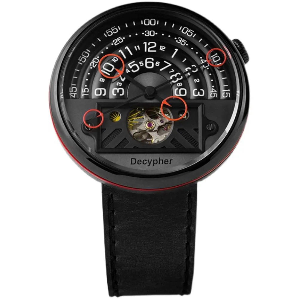 DECYPHER Man Watch Automatic Mechanical Wristwatches Luxury 46mm Stainless Steel Luminous Moon Phase Waterproof Watches Fashion