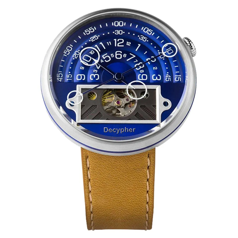 DECYPHER Man Watch Automatic Mechanical Wristwatches Luxury 46mm Stainless Steel Luminous Moon Phase Waterproof Watches Fashion