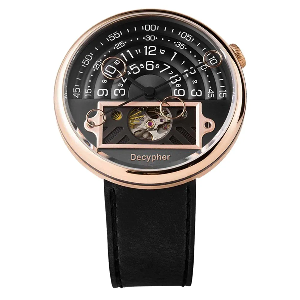 DECYPHER Man Watch Automatic Mechanical Wristwatches Luxury 46mm Stainless Steel Luminous Moon Phase Waterproof Watches Fashion