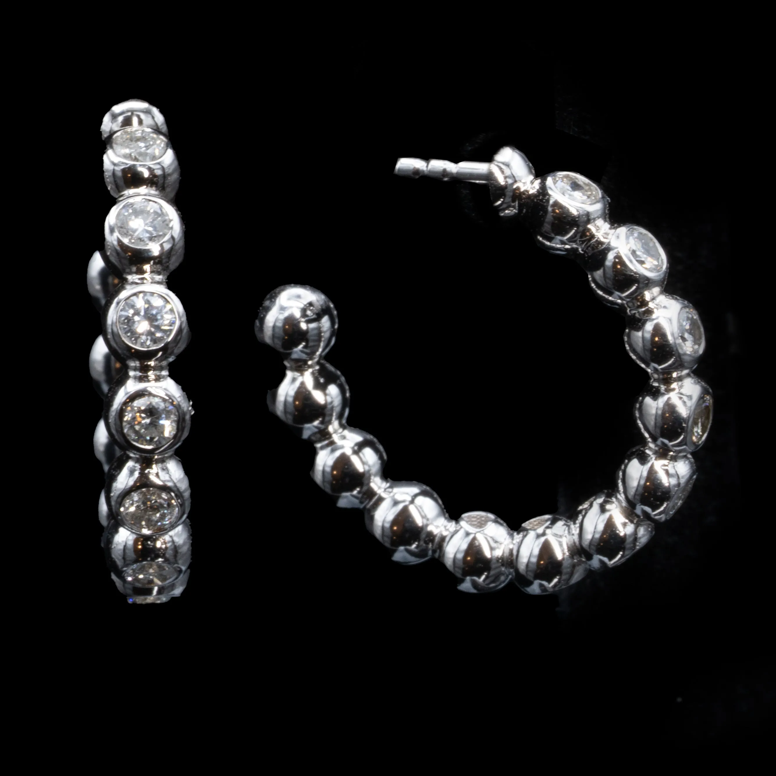 Diamond Beaded Hoop Earrings