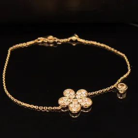Diamond Cluster Flower Toi et Moi Bracelet in 18k Yellow Gold - #497 - BRDIA091001