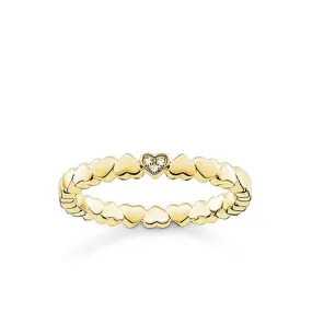 Diamond Hearts Band Yellow Gold