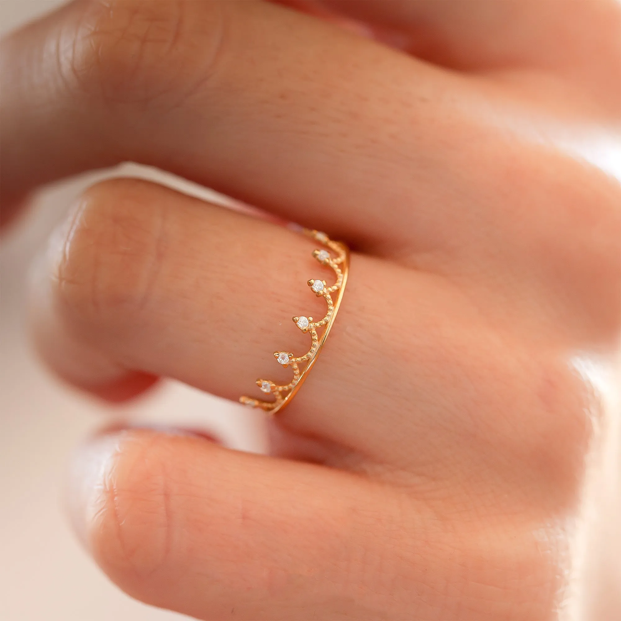 Diamond Princess Ring in 14K Solid Gold