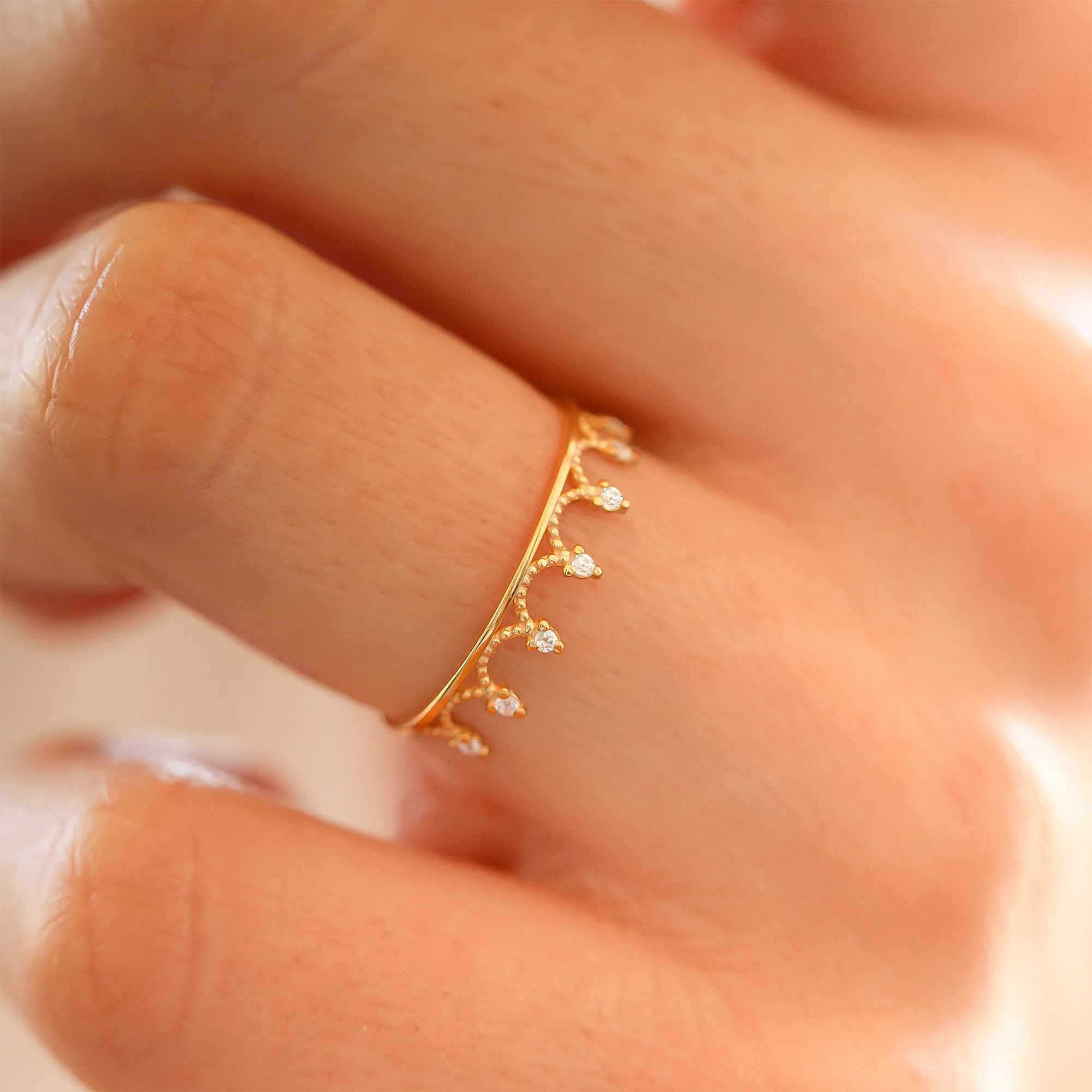 Diamond Princess Ring in 14K Solid Gold
