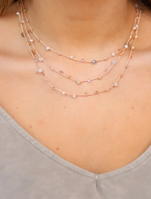Dorsi Triple Layer Thread And Bead Necklace