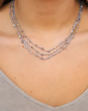 Dorsi Triple Layer Thread And Bead Necklace