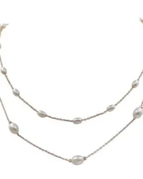 Double Layered 2 Strand Freshwater Pearl 16"-18" Necklace