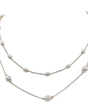 Double Layered 2 Strand Freshwater Pearl 16"-18" Necklace