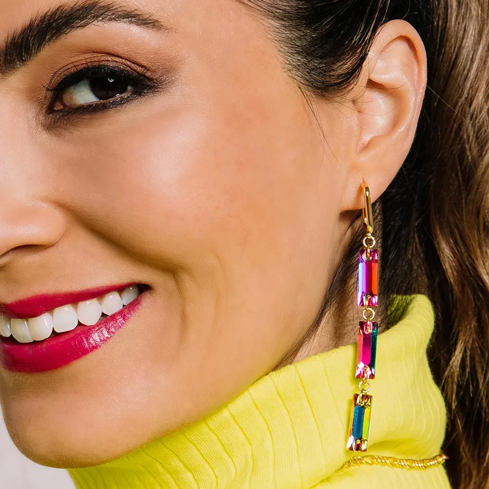 Dylan Long Rectangle Crystal Earrings