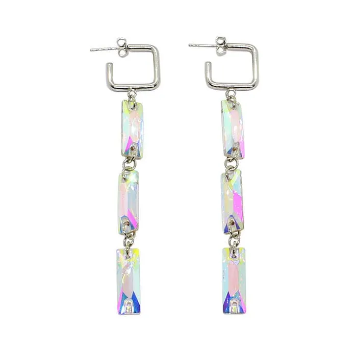 Dylan Long Rectangle Crystal Earrings