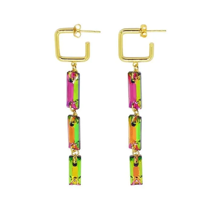 Dylan Long Rectangle Crystal Earrings