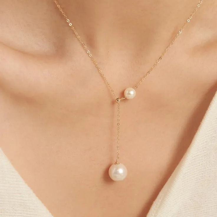 Embellished Series Adjustable Y-Shaped Pearl Necklace