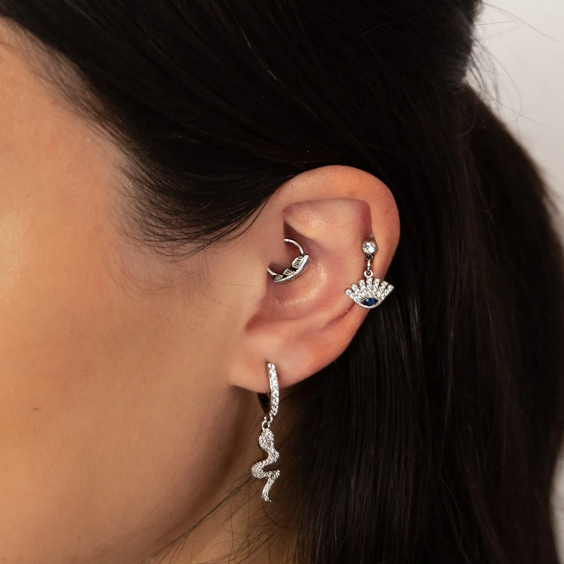 Evil Eye Dangle Cartilage Barbell