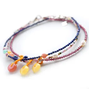 Faceted Garnet Lapis Lazuli Tourmaline Beaded Anklet Handmade Gemstone Jewelry Accessories Gift Women