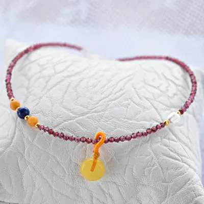 Faceted Garnet Lapis Lazuli Tourmaline Beaded Anklet Handmade Gemstone Jewelry Accessories Gift Women