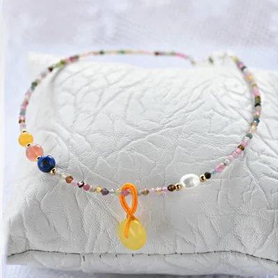 Faceted Garnet Lapis Lazuli Tourmaline Beaded Anklet Handmade Gemstone Jewelry Accessories Gift Women