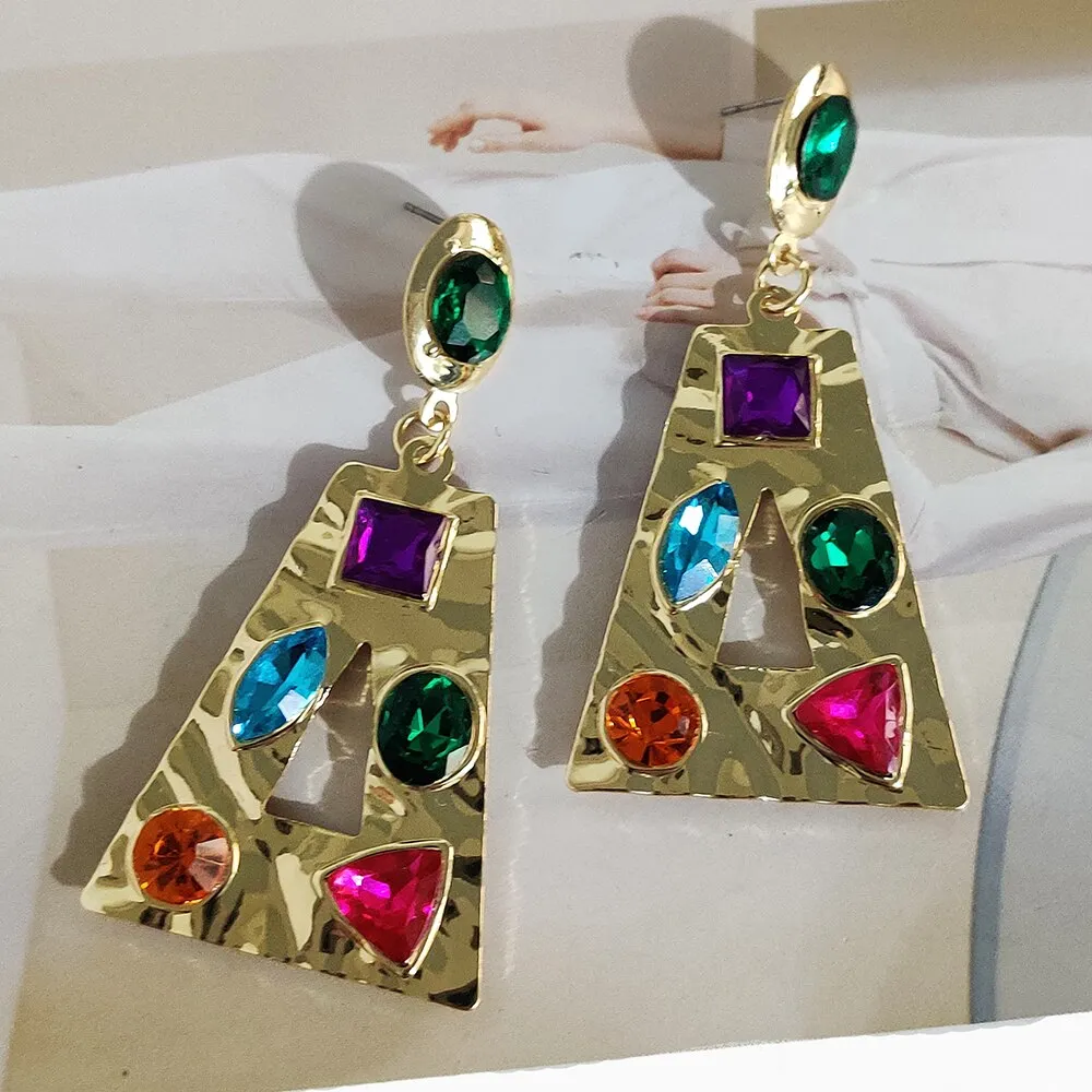 Fashion Geometric Glossy Metal Dangle Earrings