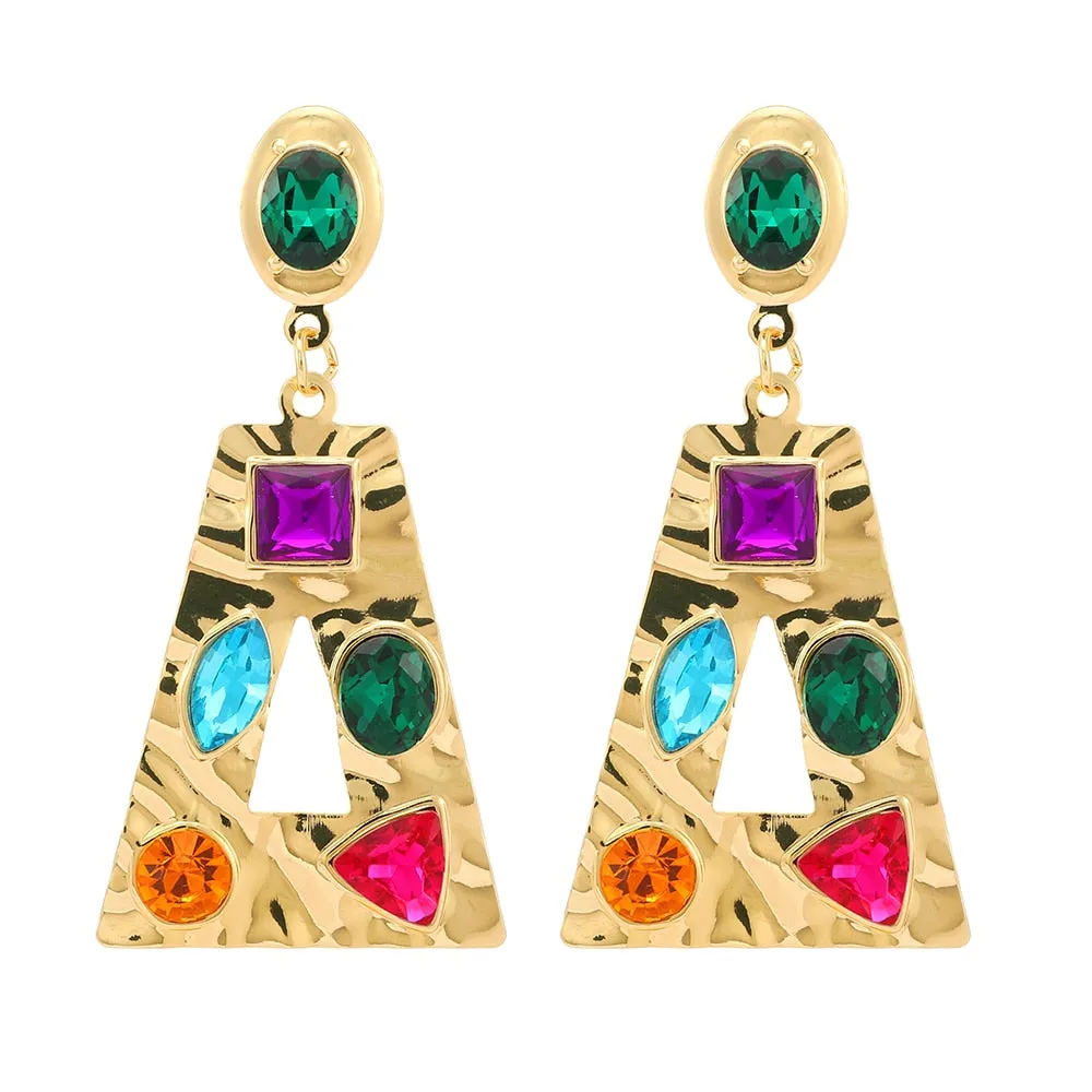 Fashion Geometric Glossy Metal Dangle Earrings