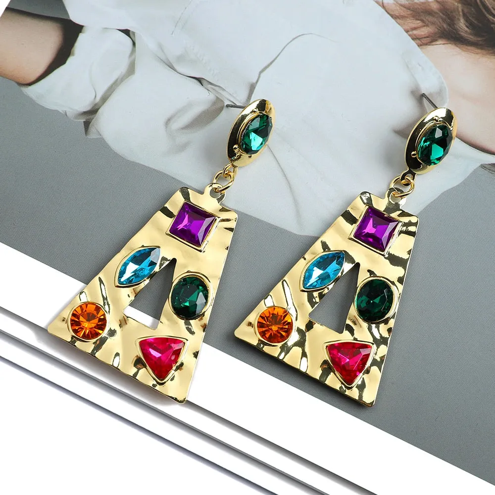 Fashion Geometric Glossy Metal Dangle Earrings