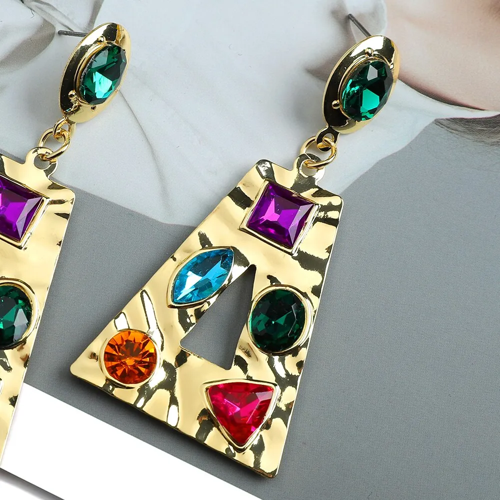 Fashion Geometric Glossy Metal Dangle Earrings