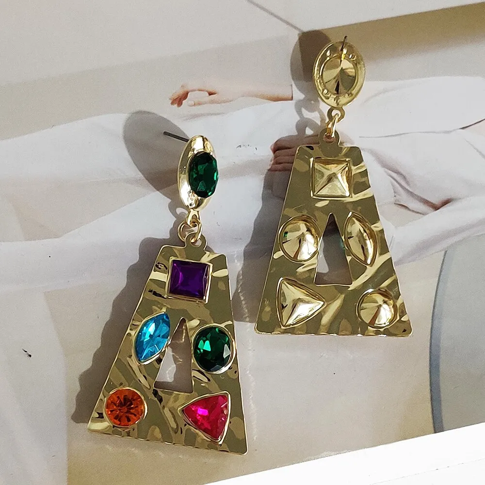 Fashion Geometric Glossy Metal Dangle Earrings
