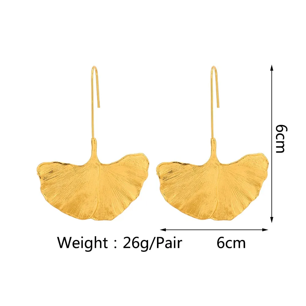 Fashion Punk Goth Metal Large Leaves Dangle Earrings