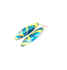 Feather shaped Earrings in blue /yellow /pink