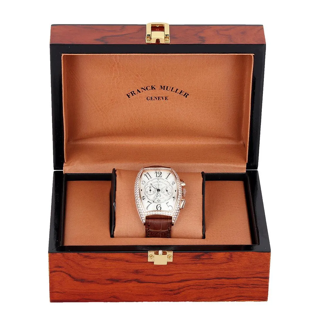 Frank Muller Geneve Iced Head Brown Leather Watch
