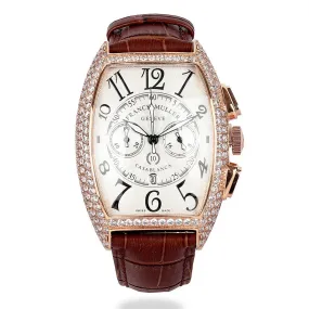 Frank Muller Geneve Iced Head Brown Leather Watch