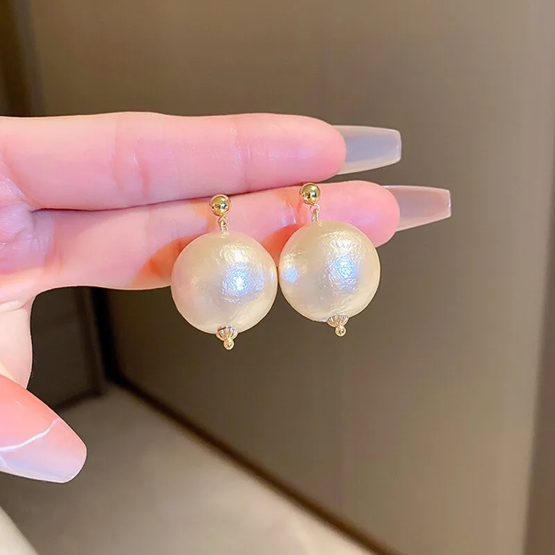 French Luxury Flower Love Heart Bow Knot Pearl Earrings