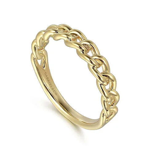 Gabriel & Co | 14K Yellow Gold Cuban Link Stackable Ring