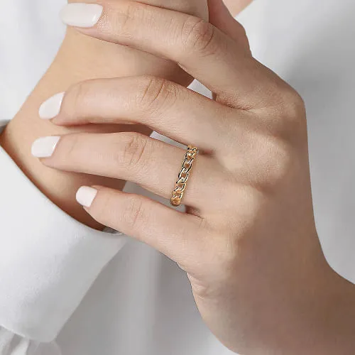 Gabriel & Co | 14K Yellow Gold Cuban Link Stackable Ring