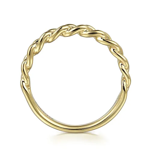 Gabriel & Co | 14K Yellow Gold Cuban Link Stackable Ring