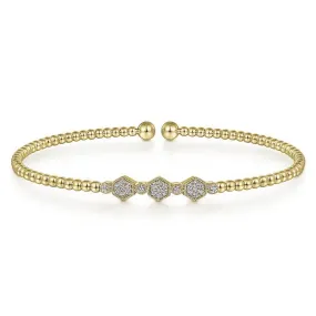 Gabriel & Co. Bujukan Bead Cuff Bracelet with Cluster Diamond Hexagon Stations BG4117-65Y45JJ