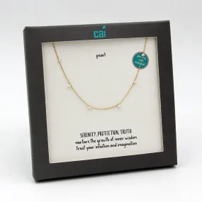 Gemstone Mini Dangle Necklace Pearl