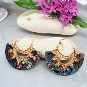 Goddess Crown Black Hoop Earrings