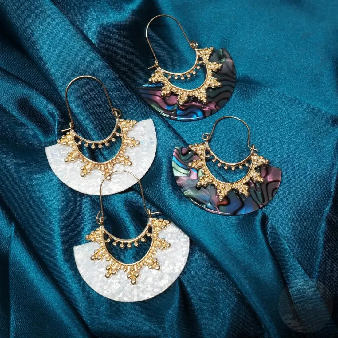 Goddess Crown Black Hoop Earrings