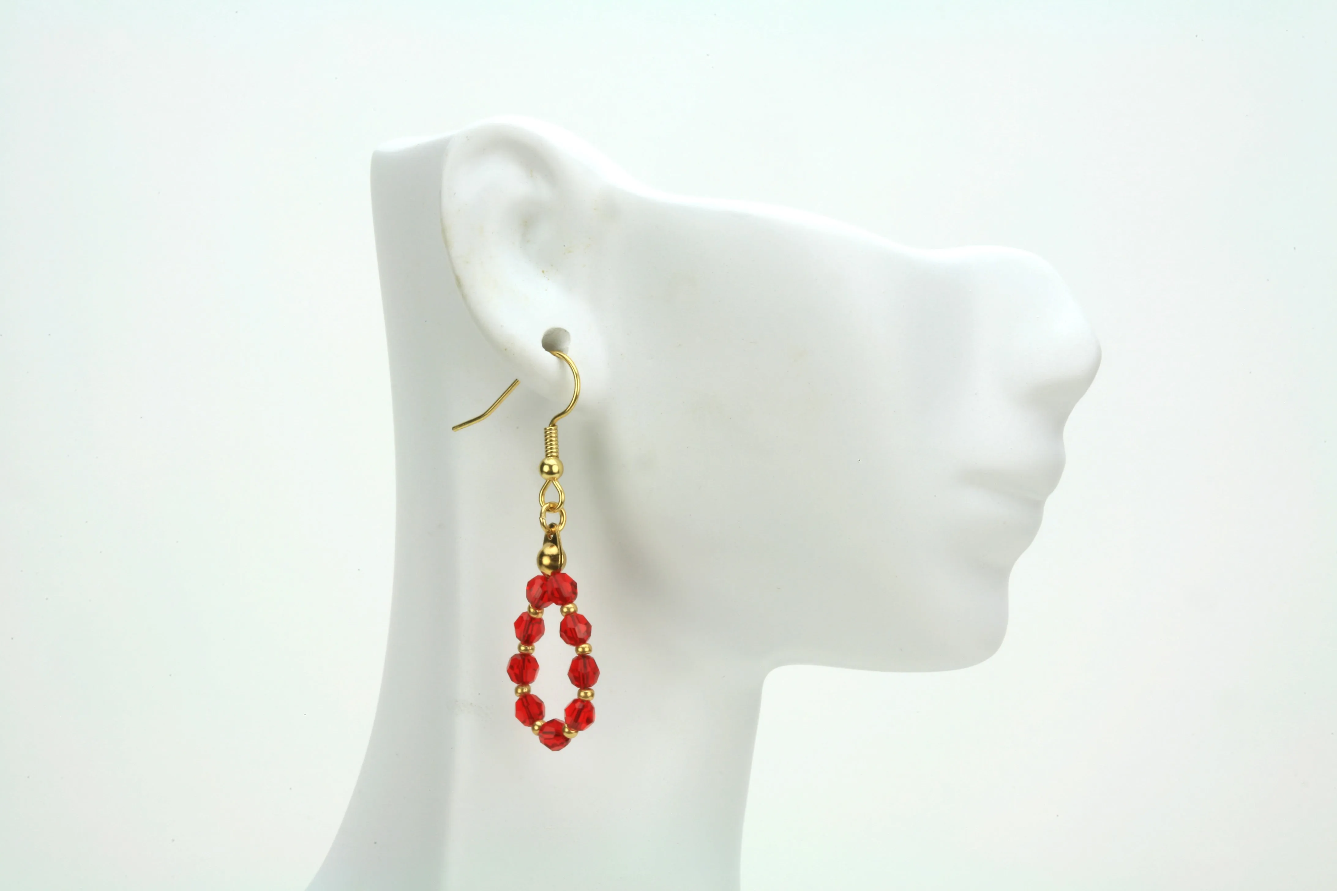 Gold July Light Siam Birthstone Earrings