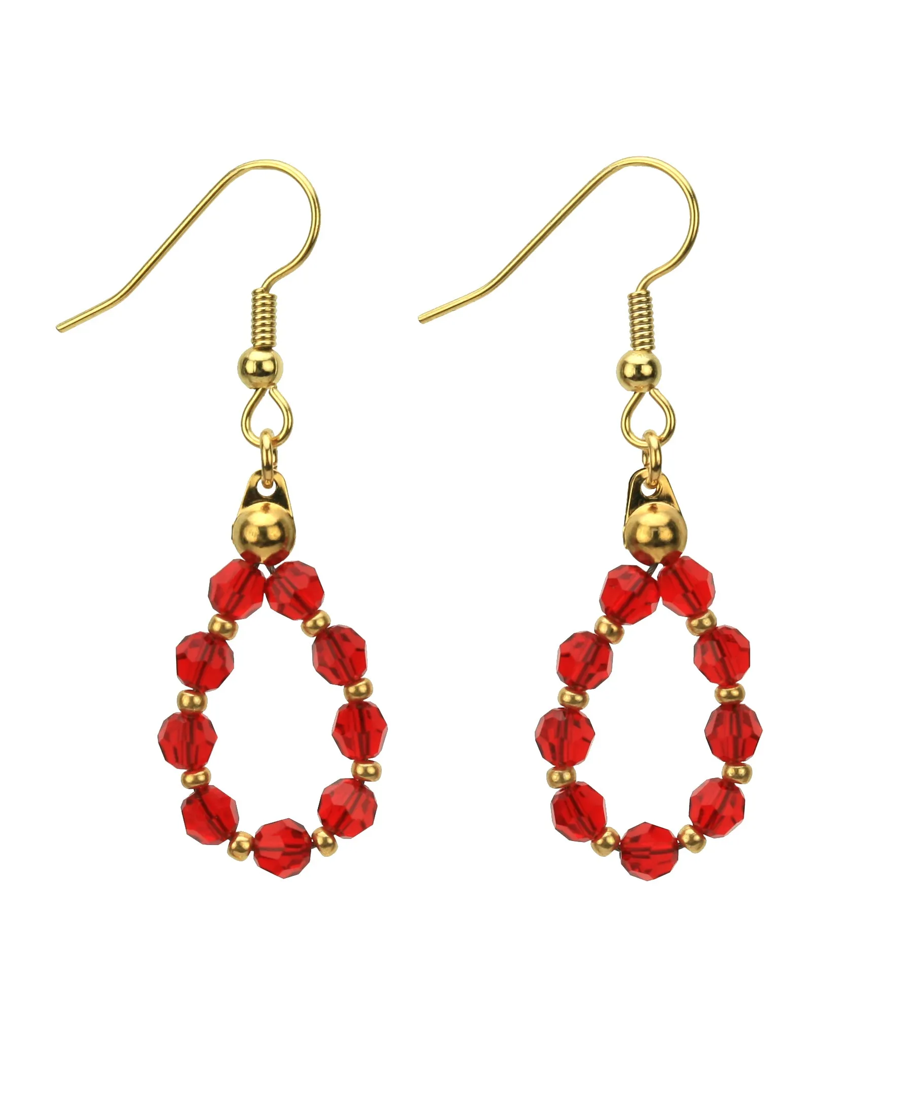 Gold July Light Siam Birthstone Earrings