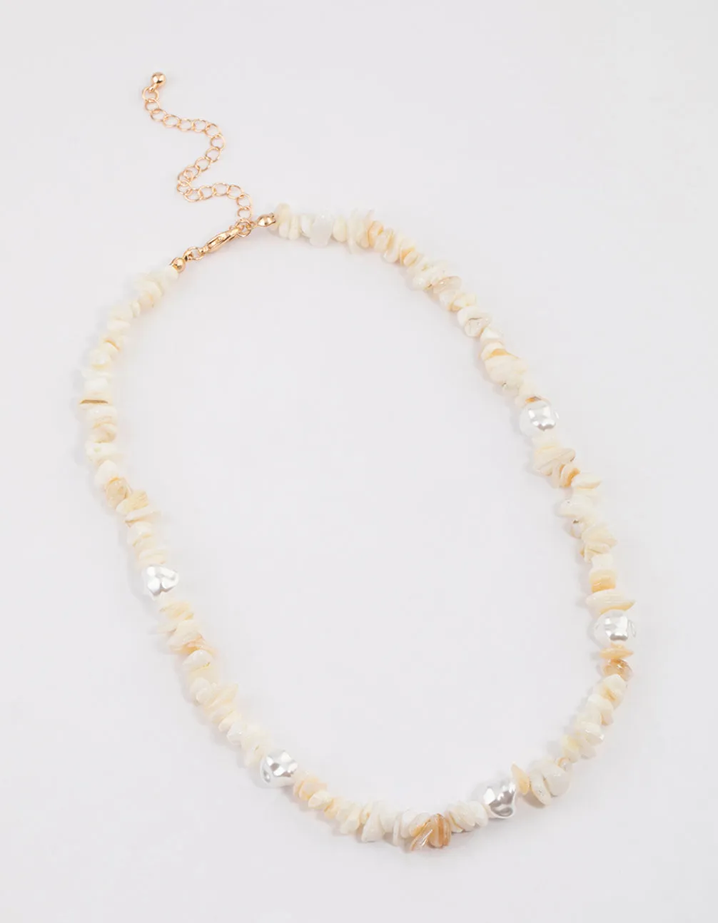 Gold Pearly Puka Necklace