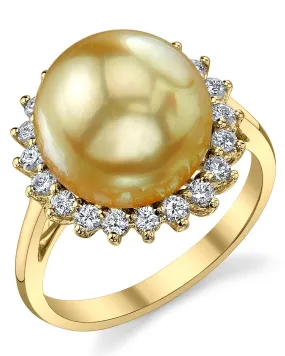 Golden South Sea Pearl & Diamond Adoration Ring