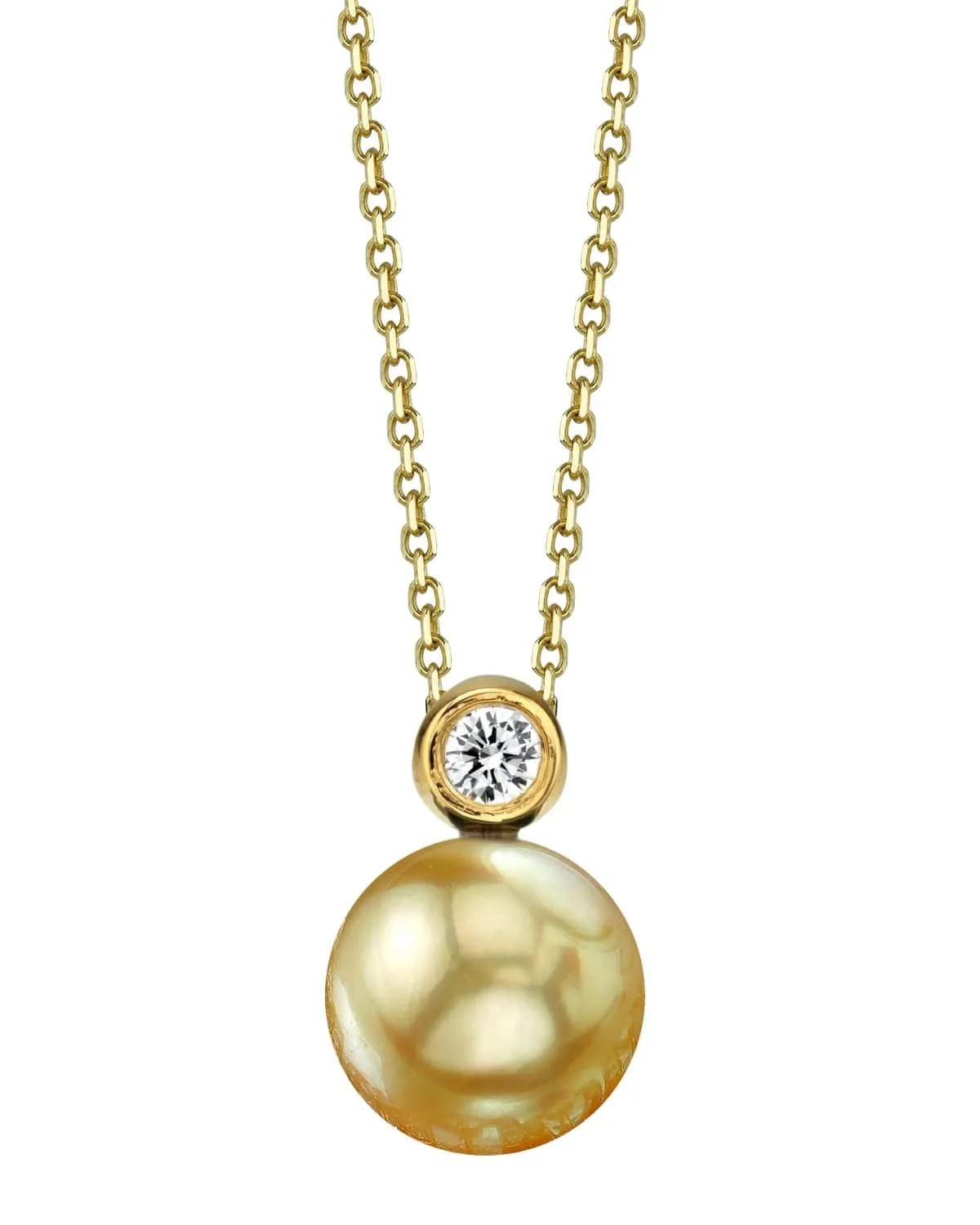 Golden South Sea Pearl & Diamond Honor Pendant