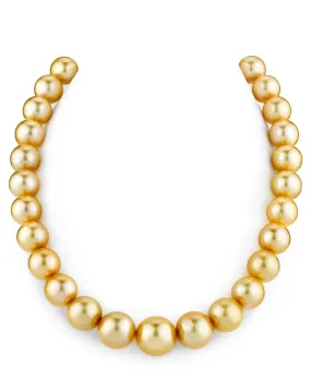 Golden South Sea True Round Pearl Necklace, 12.0-14.0mm - AAA/AAAA Quality