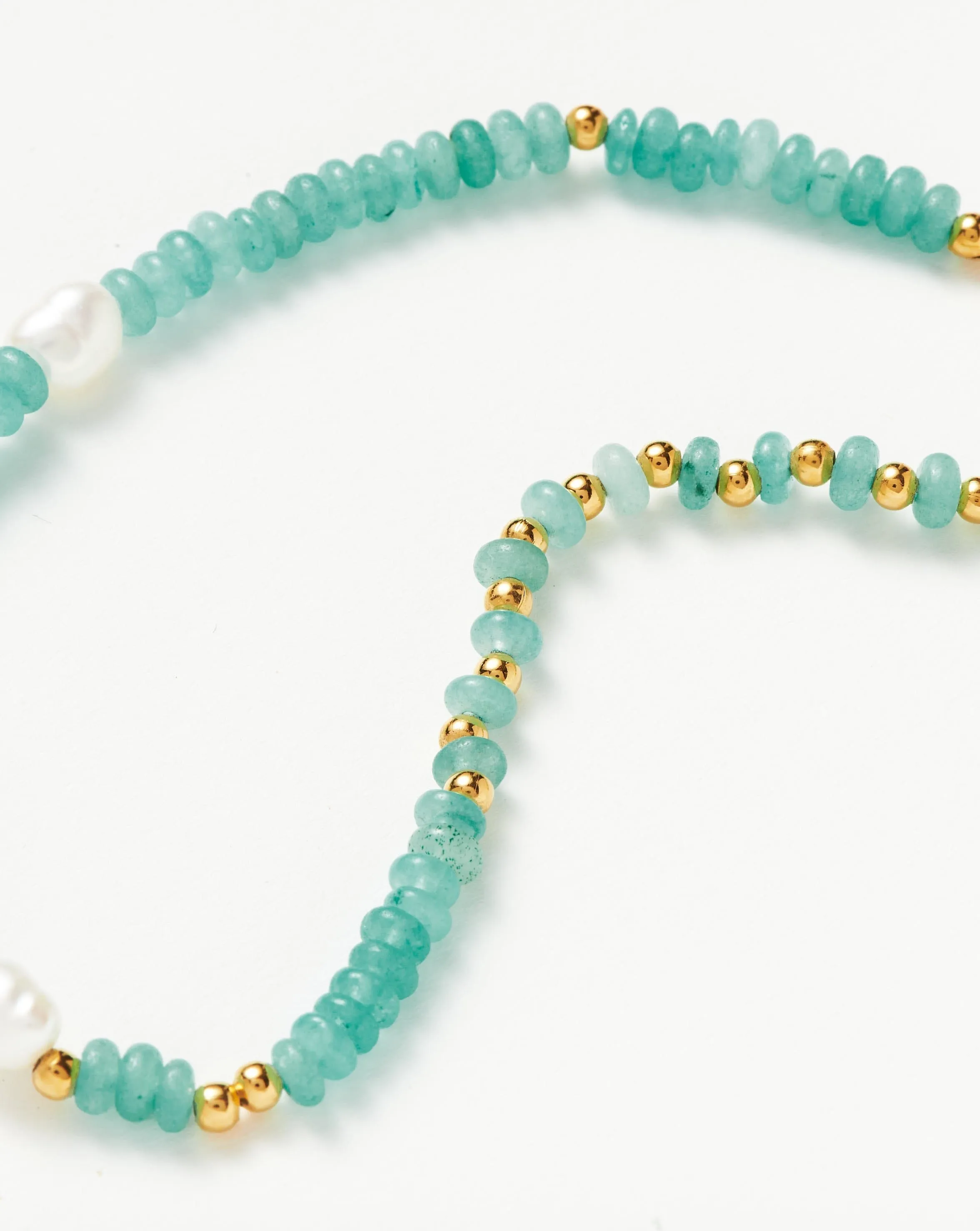 Good Vibes Satellite Pearl Beaded Anklet | 18ct Gold Plated/Pearl & Turquoise Quartzite