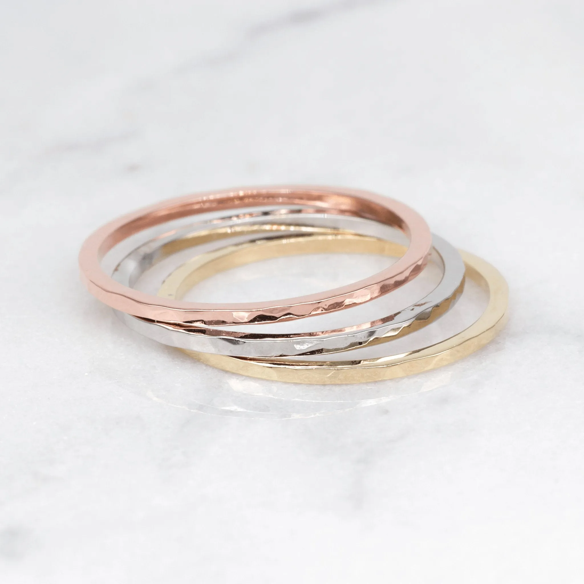Hammered Stackable Ring in Rose Gold