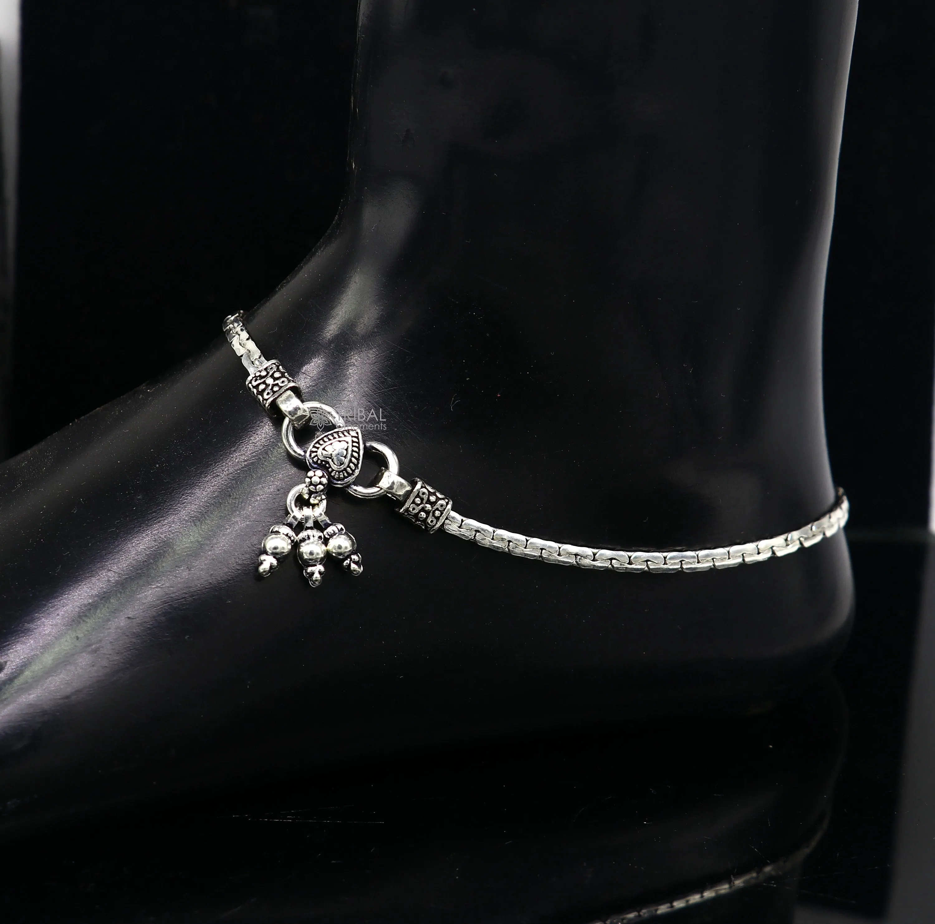 Handmade fabulous unique chain 925 sterling silver ankle bracelet, silver anklets, foot bracelet amazing belly dance jewelry gift her ank603